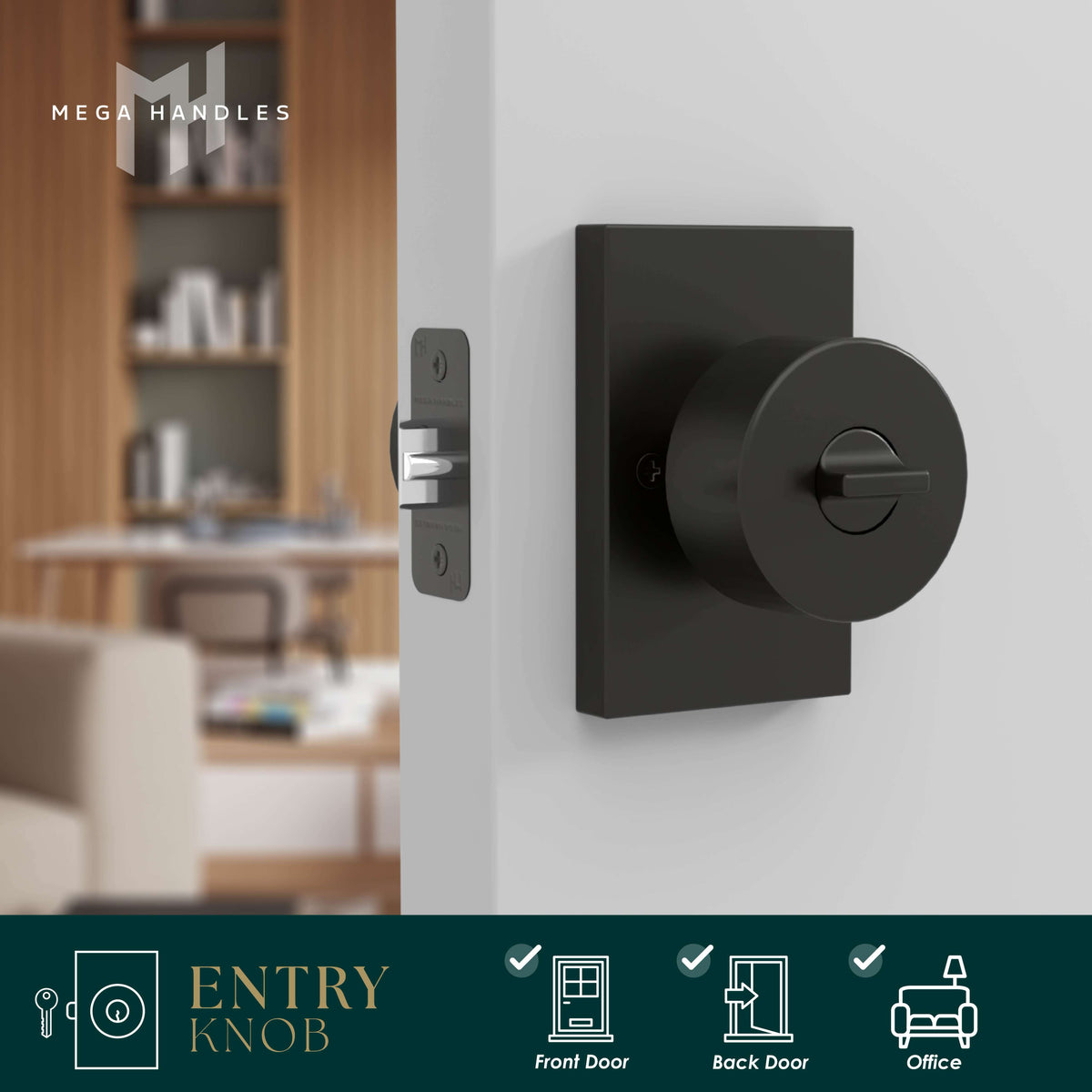 Laura Satin Brass entry knob and deadbolt installed on a front door