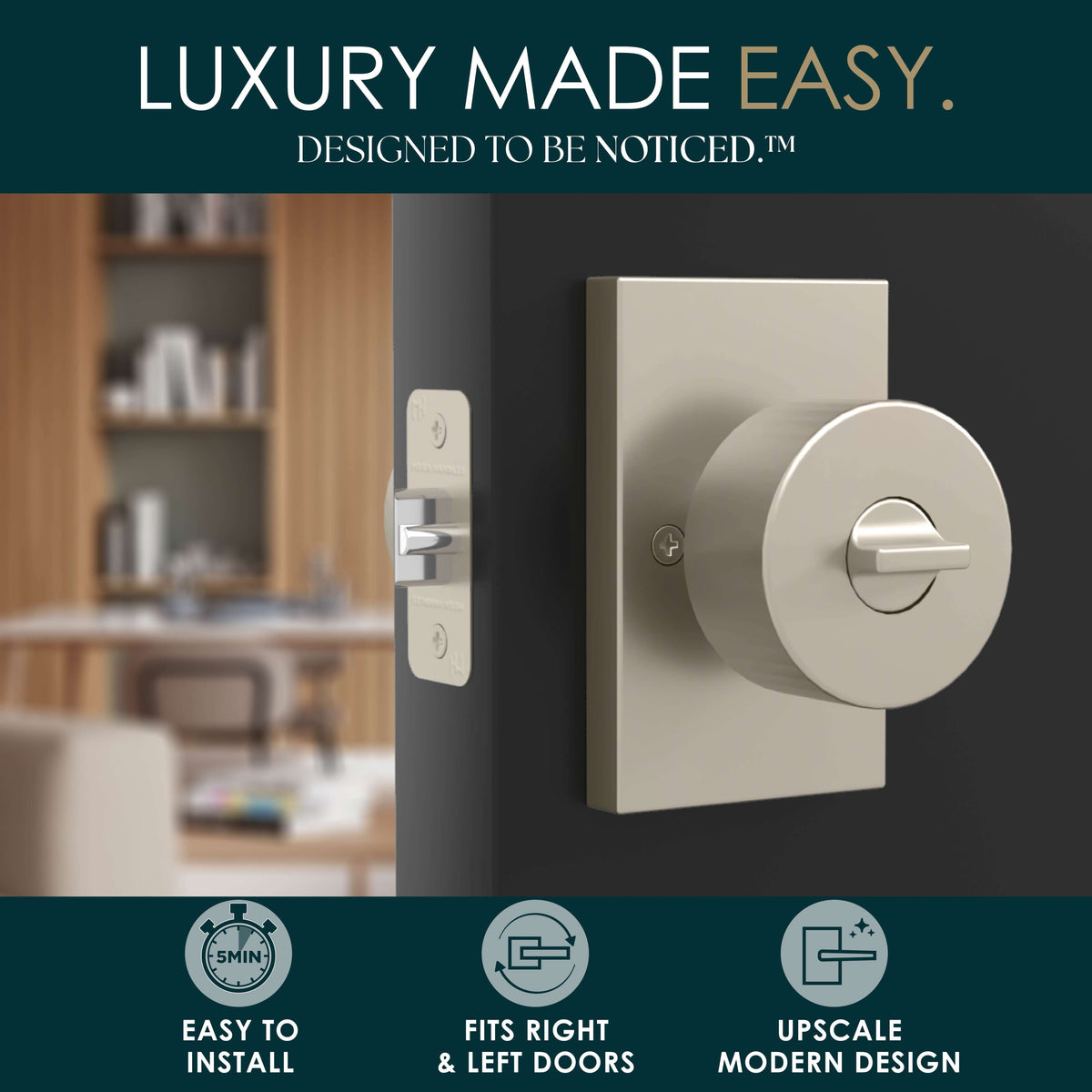 Laura Polished Chrome entry knob and deadbolt installed on a front door