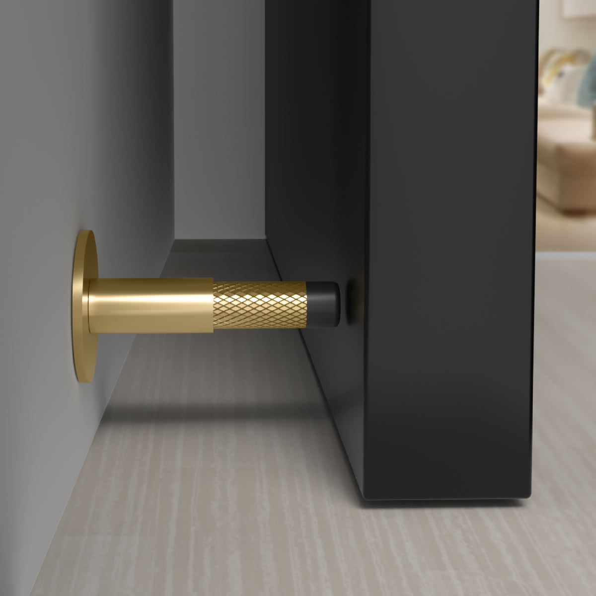 Knurled Baseboard Door Stopper, with knurled texture