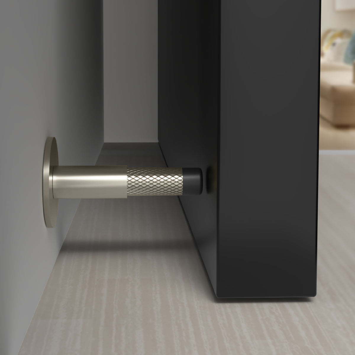 Knurled Baseboard Door Stopper, with knurled texture