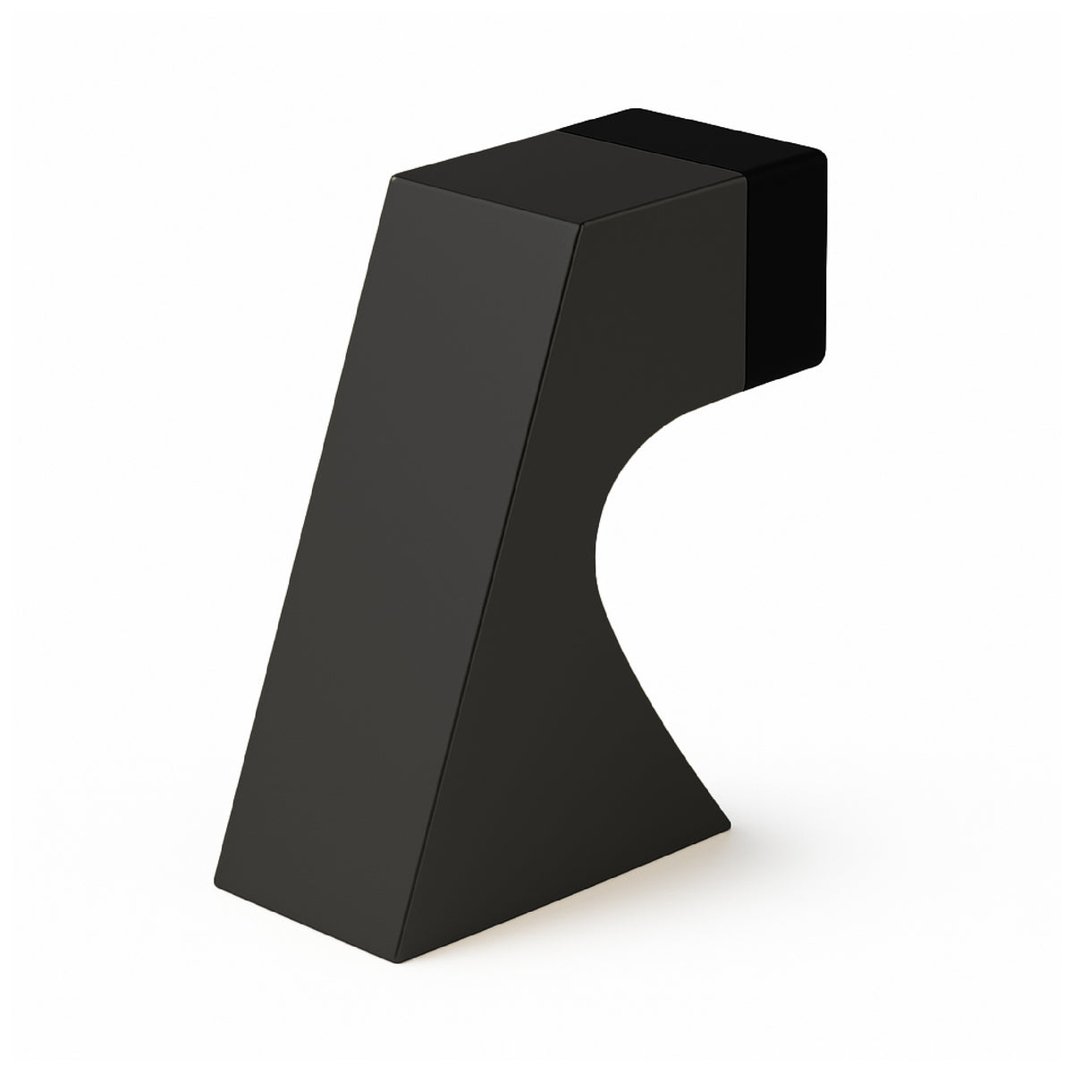 Matte black Curved Door Stopper isolated front-angle view with arched profile and rubber buffer