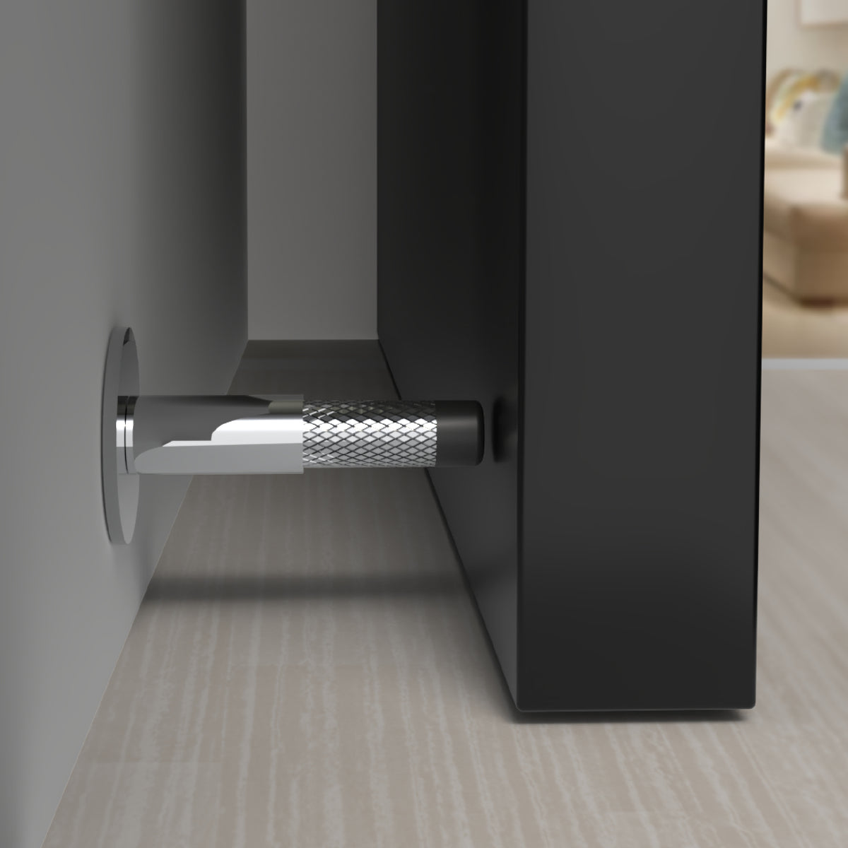 Knurled Baseboard Door Stopper, with knurled texture