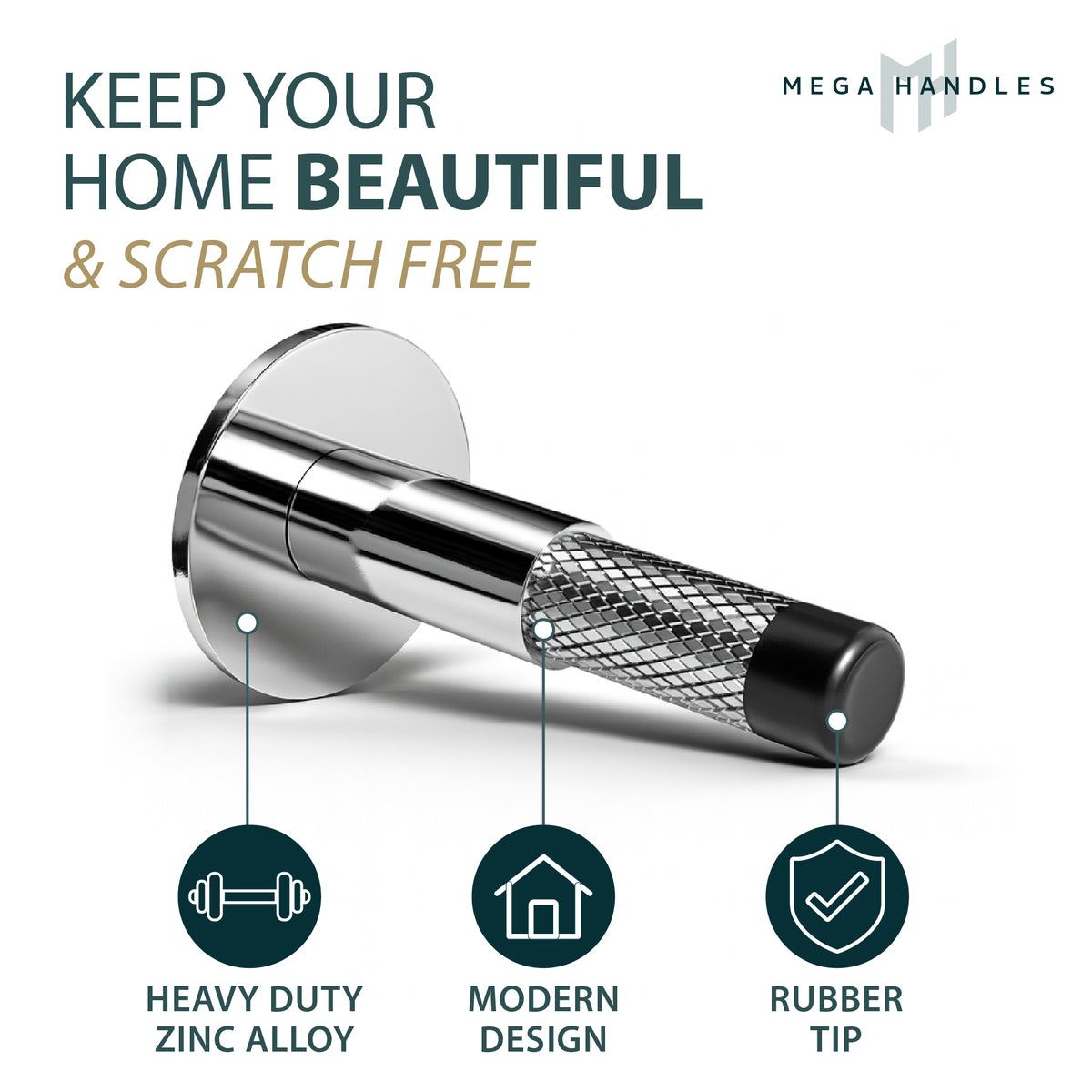 Knurled Baseboard Door Stopper, with knurled texture
