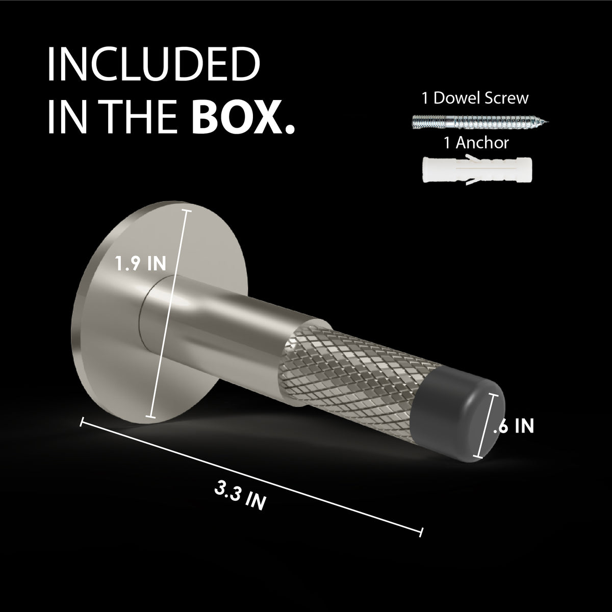 Knurled Baseboard Door Stopper, with knurled texture