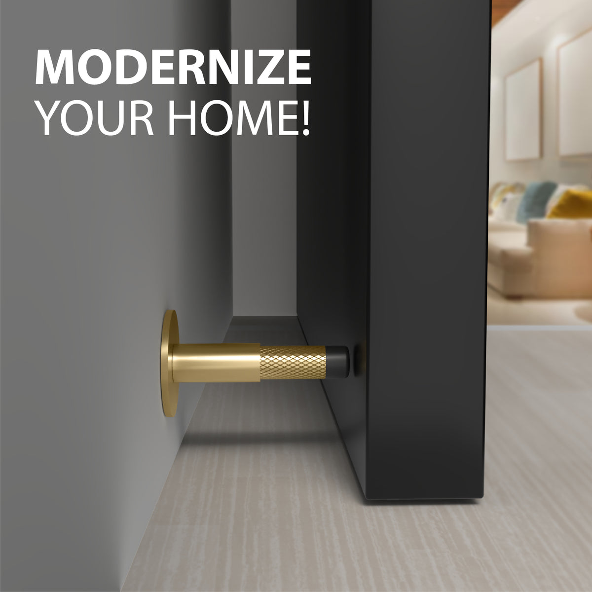 Knurled Baseboard Door Stopper, with knurled texture