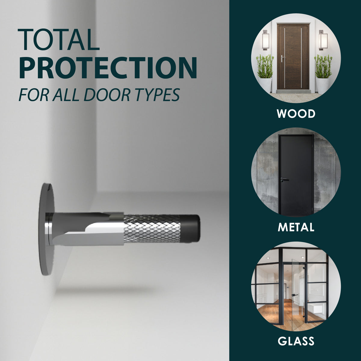 Knurled Baseboard Door Stopper, with knurled texture