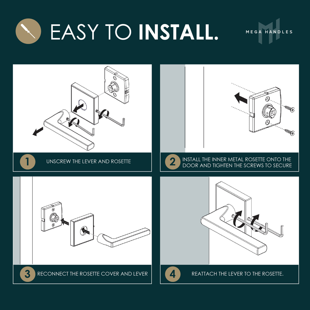 Four-step installation diagram for an Apex tapered lever