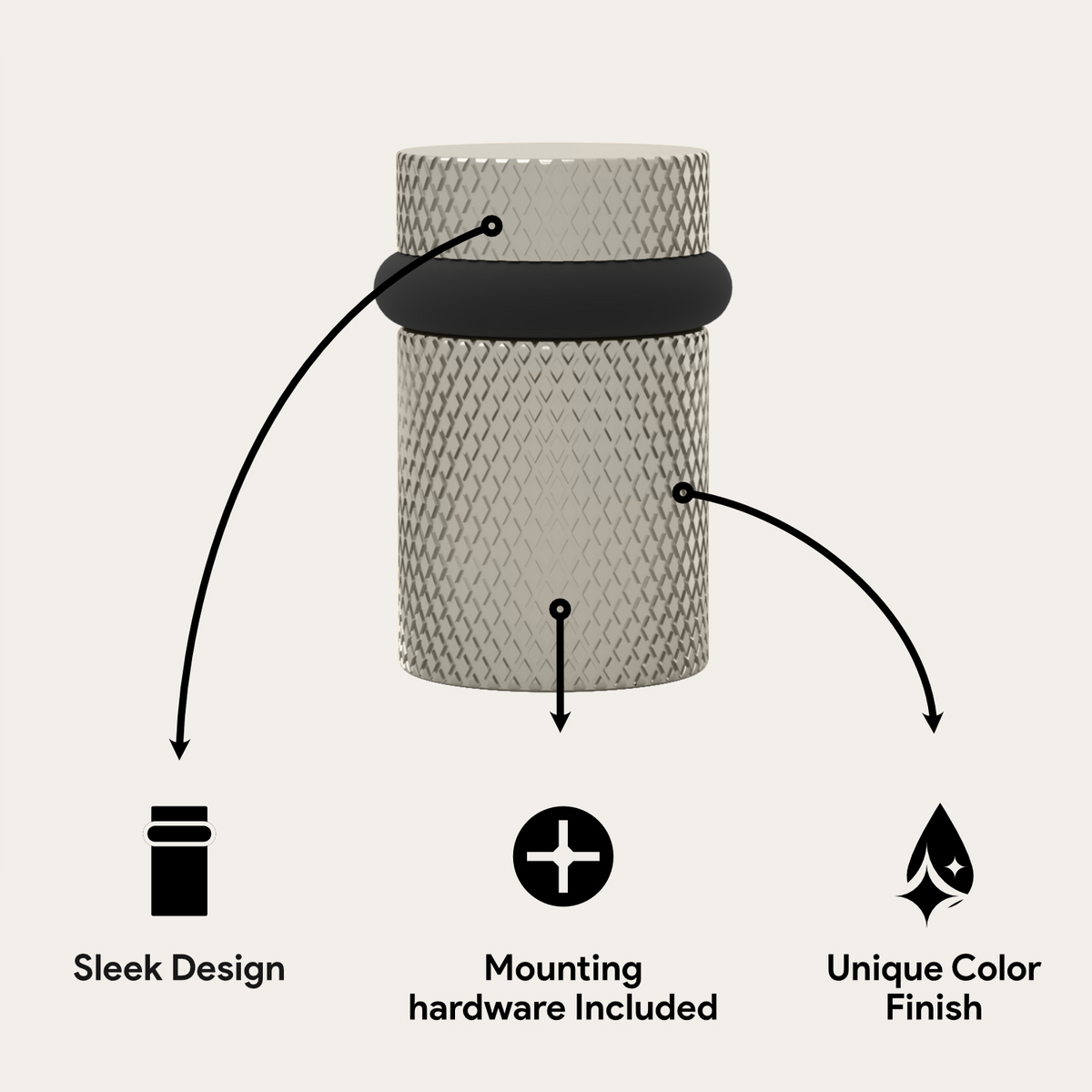 Knurled Door Stopper, with knurled texture