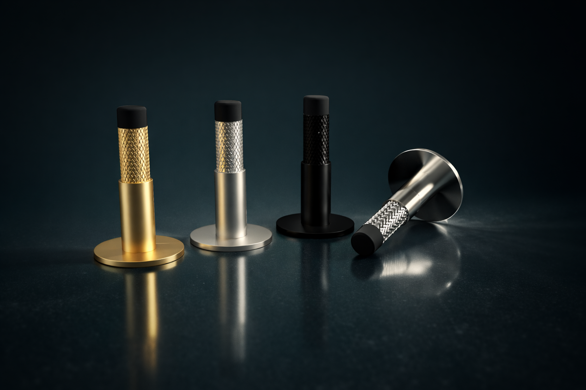 Knurled Baseboard Door Stopper, with knurled texture