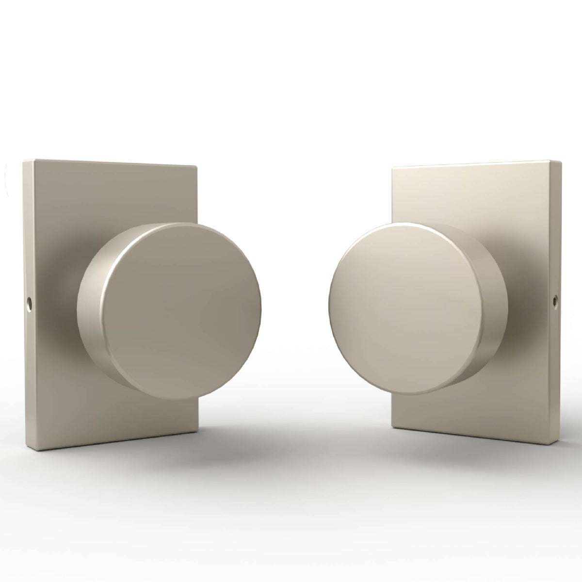 Laura Satin Nickel passage knob set with exposed latch and finish swatches