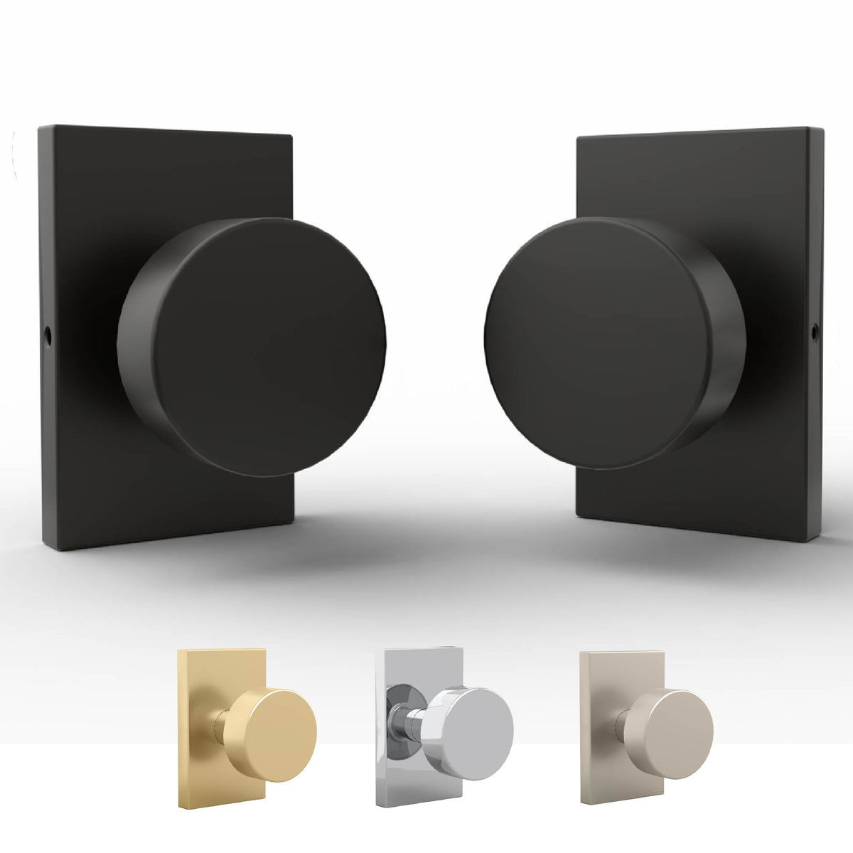 Angled pair of Laura Matte Black dummy knobs on rectangular rosettes