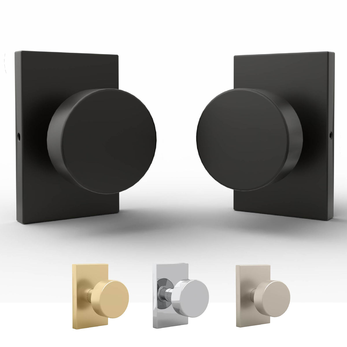 Angled pair of Laura Matte Black dummy knobs on rectangular rosettes
