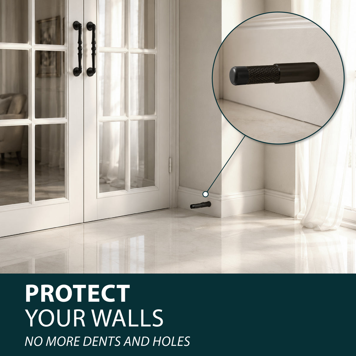Door Stopper | Knurled Slim Baseboard