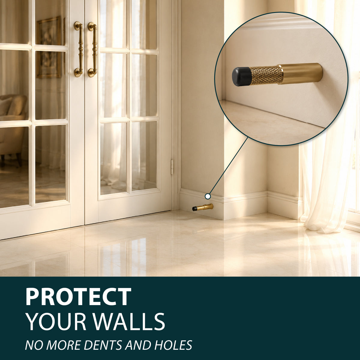 Door Stopper | Knurled Slim Baseboard
