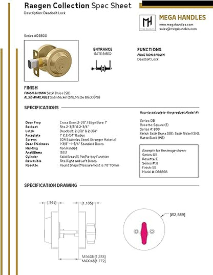 Mega Handles Raegen Entrance Round Deadbolt