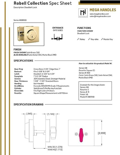 Mega Handles Robell Deadbolt