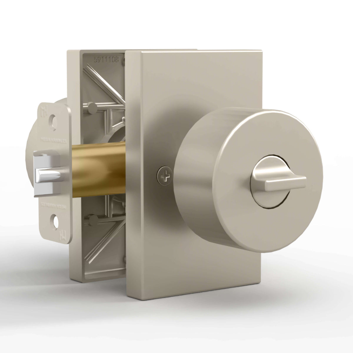 Laura Polished Chrome keyed entry knob set with rectangular rosettes and exposed latch